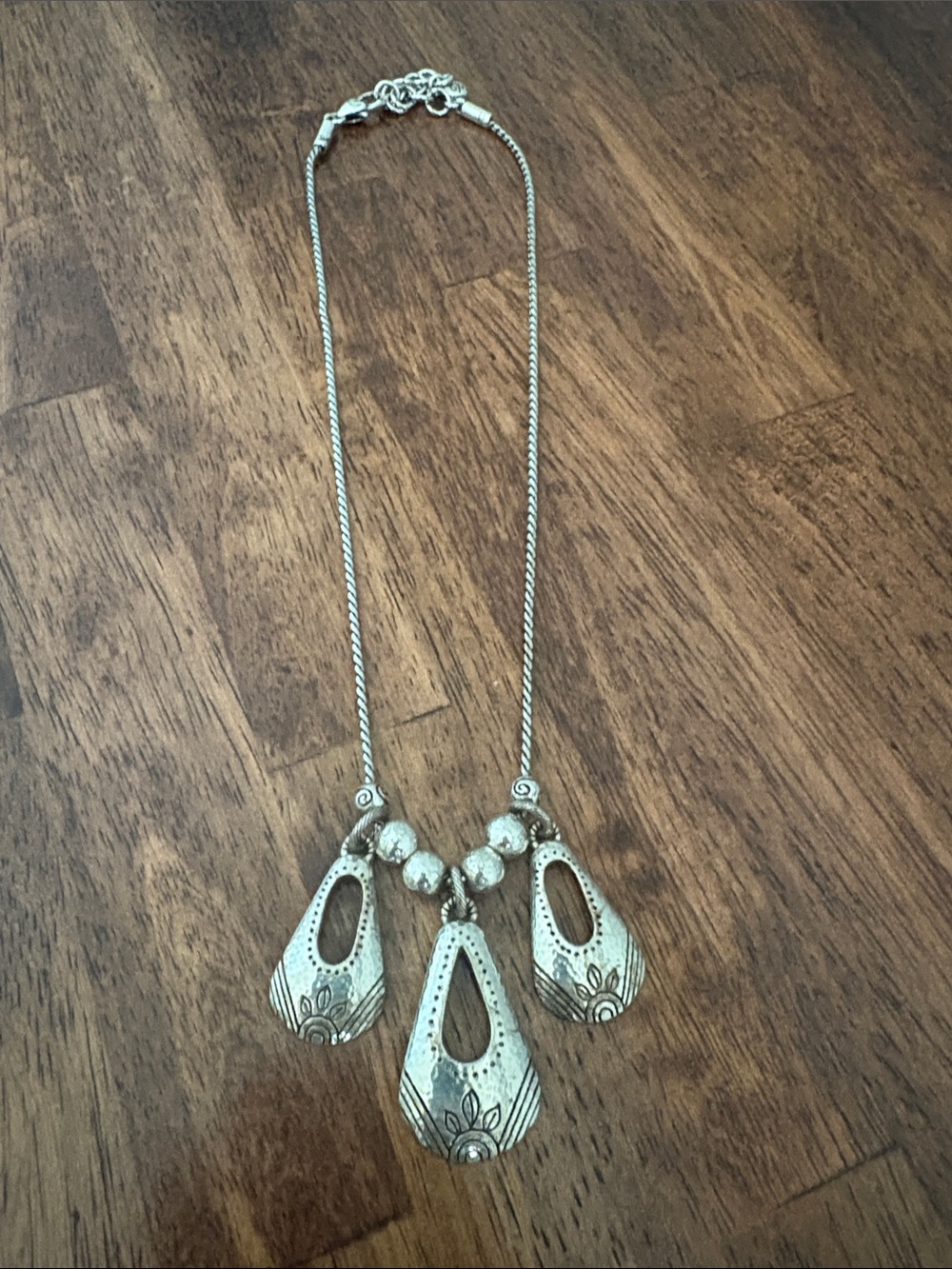 Brighton Silver-Tone Triple Teardrop Pendant Necklace